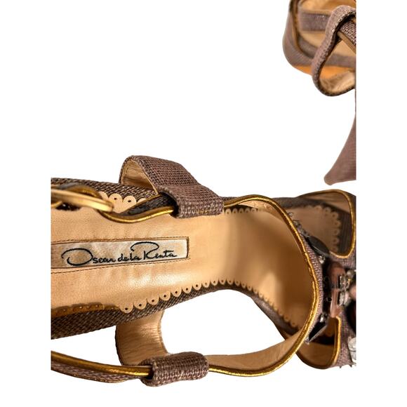 OSCAR DE LA RENTA Bejeweled Open Toe Sandal 11 - Picture 7 of 12